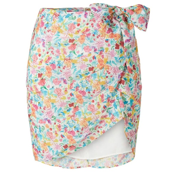 For Love And Lemons Gilles Mini Skirt Multicolor Floral Tie Sz S Party‎ Vacation - Picture 9 of 9